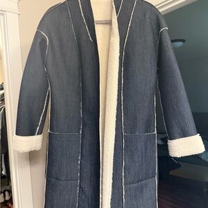 Women's Denim Sherpa-Lined Coat